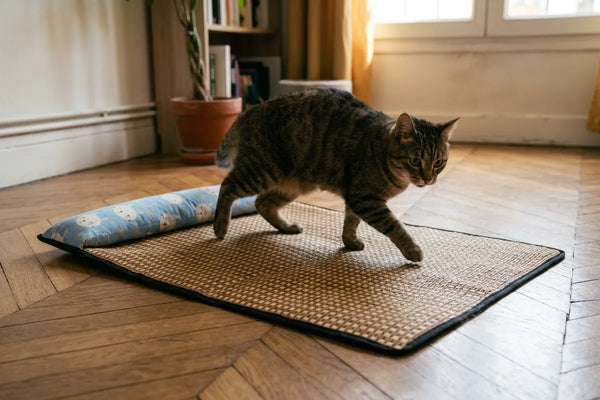 Tapis stable même quand le chat saute dessus