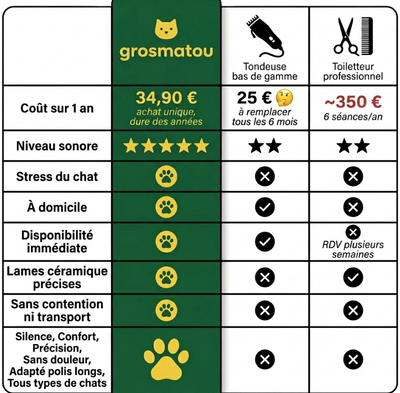 Tableau comparatif tondeuse silencieuse vs autres