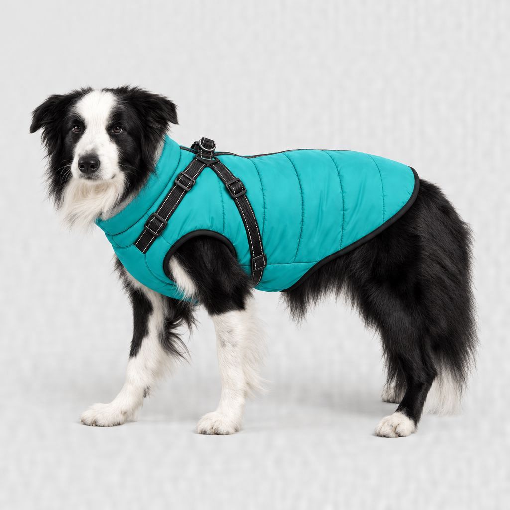 Border collie en manteau turquoise, tailles XL et 2XL
