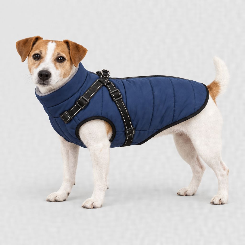 Jack Russell en manteau bleu marine, tailles XL et 2XL
