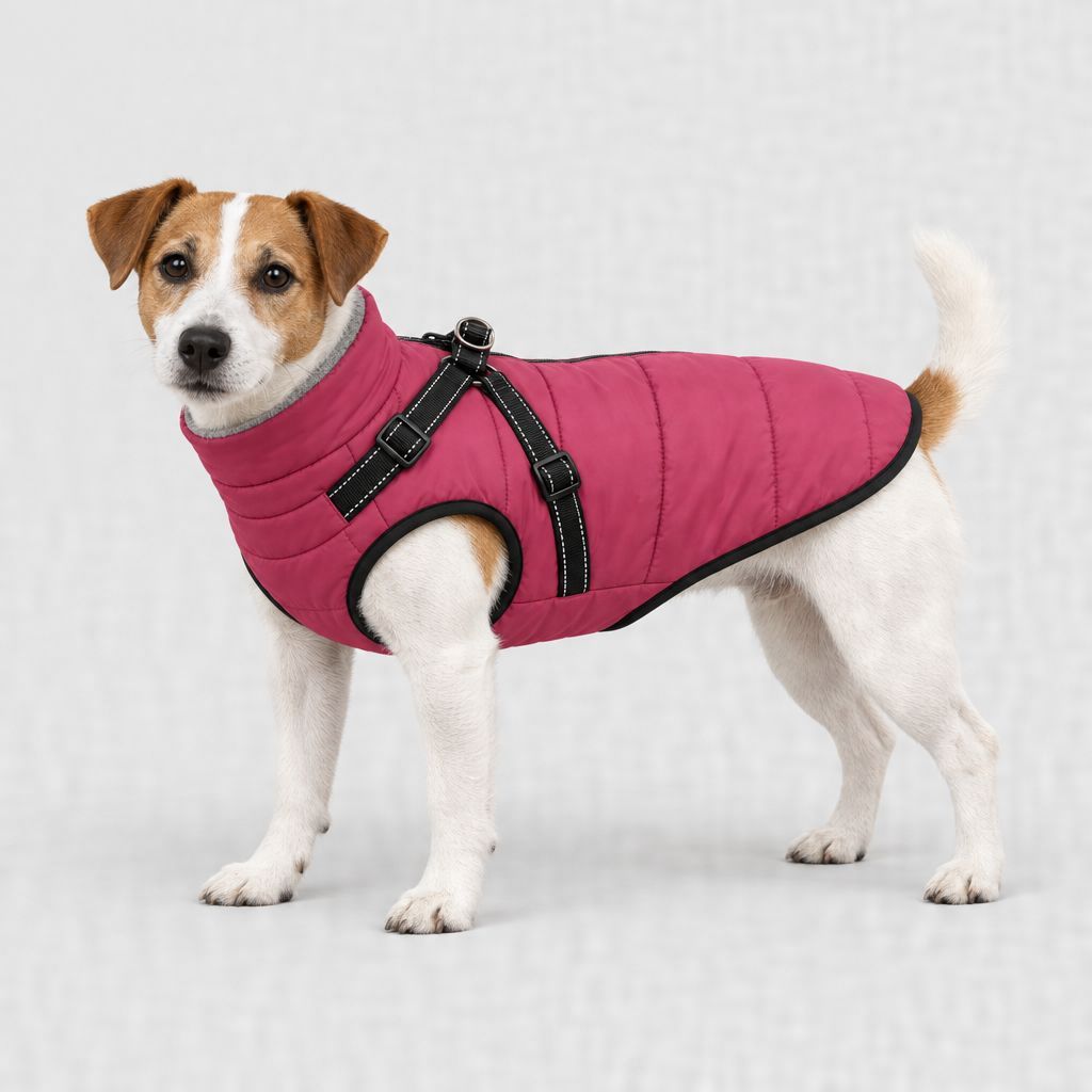 Jack Russell en manteau framboise, tailles XL et 2XL