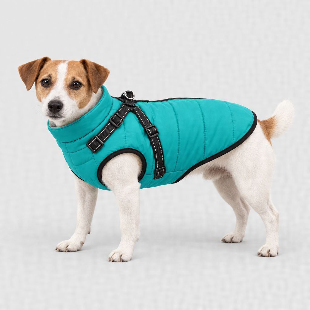 Jack Russell en manteau turquoise, tailles XL et 2XL